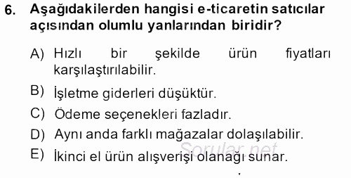 E-İş Süreçleri 2014 - 2015 Dönem Sonu Sınavı 6.Soru