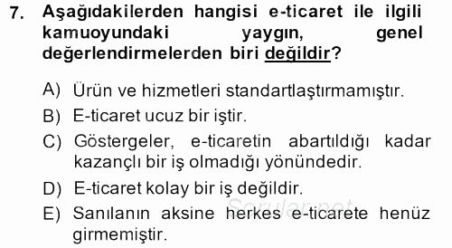 E-İş Süreçleri 2014 - 2015 Dönem Sonu Sınavı 7.Soru