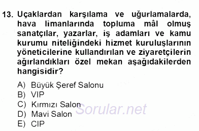 İş Ortamında Protokol Ve Davranış Kuralları 2013 - 2014 Dönem Sonu Sınavı 13.Soru