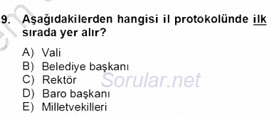 İş Ortamında Protokol Ve Davranış Kuralları 2013 - 2014 Dönem Sonu Sınavı 9.Soru