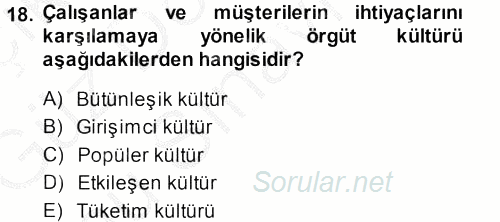 Perakendecilikte Müşteri İlişkileri Yönetimi 2014 - 2015 Dönem Sonu Sınavı 18.Soru