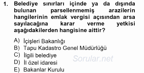 Özel Vergi Hukuku 2 2012 - 2013 Ara Sınavı 1.Soru