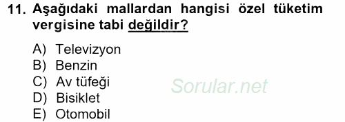 Özel Vergi Hukuku 2 2012 - 2013 Ara Sınavı 11.Soru