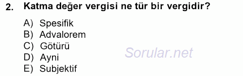 Özel Vergi Hukuku 2 2012 - 2013 Ara Sınavı 2.Soru