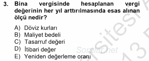 Özel Vergi Hukuku 2 2012 - 2013 Ara Sınavı 3.Soru