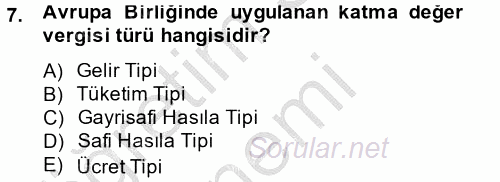 Özel Vergi Hukuku 2 2012 - 2013 Ara Sınavı 7.Soru