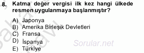Özel Vergi Hukuku 2 2012 - 2013 Ara Sınavı 8.Soru