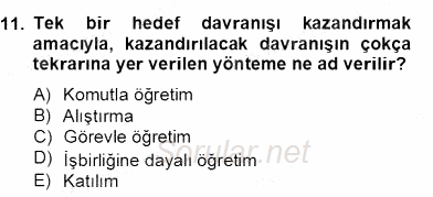 Okulöncesinde Beden Eğitimi Ve Oyun Öğretimi 2012 - 2013 Dönem Sonu Sınavı 11.Soru