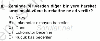 Okulöncesinde Beden Eğitimi Ve Oyun Öğretimi 2012 - 2013 Dönem Sonu Sınavı 8.Soru