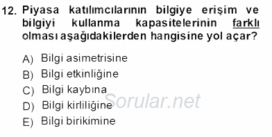 Yatırımcı İlişkileri Yönetimi 2013 - 2014 Ara Sınavı 12.Soru