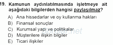 Yatırımcı İlişkileri Yönetimi 2013 - 2014 Ara Sınavı 19.Soru
