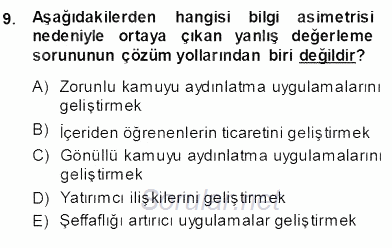 Yatırımcı İlişkileri Yönetimi 2013 - 2014 Ara Sınavı 9.Soru