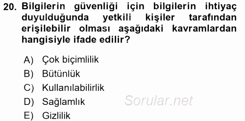 Belge Yönetimi ve Ofis Uygulamaları 2017 - 2018 3 Ders Sınavı 20.Soru