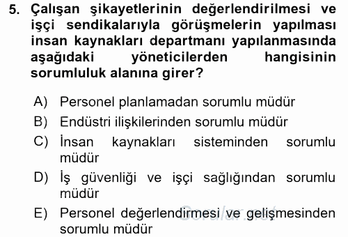 Belge Yönetimi ve Ofis Uygulamaları 2017 - 2018 3 Ders Sınavı 5.Soru