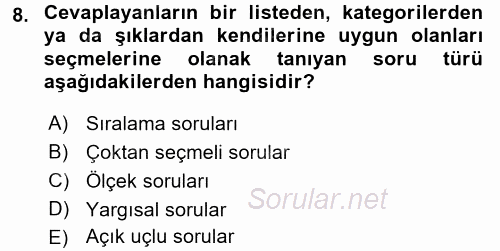 Belge Yönetimi ve Ofis Uygulamaları 2017 - 2018 3 Ders Sınavı 8.Soru