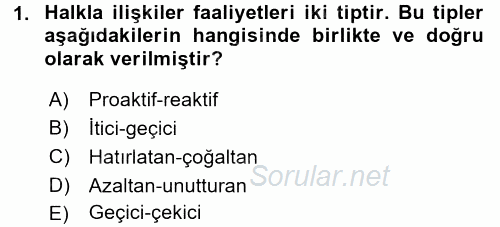 Pazarlama İletişimi 2016 - 2017 Ara Sınavı 1.Soru
