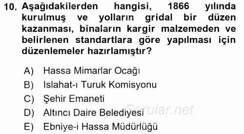 Mimarlik Tarihi 2015 - 2016 Ara Sınavı 10.Soru