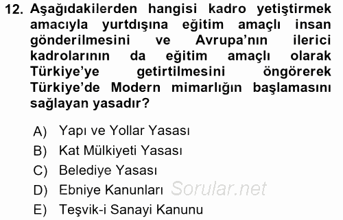 Mimarlik Tarihi 2015 - 2016 Ara Sınavı 12.Soru