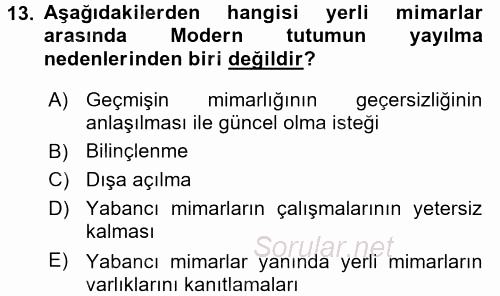Mimarlik Tarihi 2015 - 2016 Ara Sınavı 13.Soru