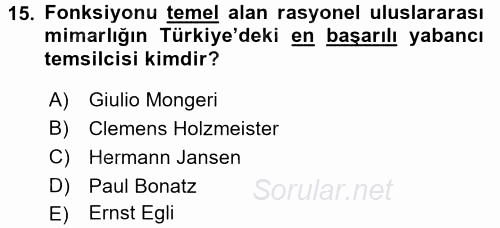 Mimarlik Tarihi 2015 - 2016 Ara Sınavı 15.Soru