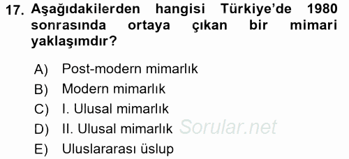 Mimarlik Tarihi 2015 - 2016 Ara Sınavı 17.Soru