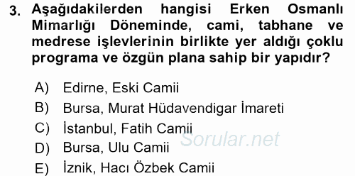 Mimarlik Tarihi 2015 - 2016 Ara Sınavı 3.Soru