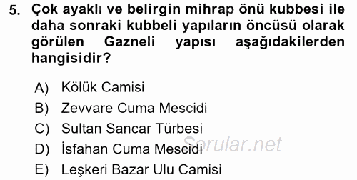 Mimarlik Tarihi 2015 - 2016 Ara Sınavı 5.Soru