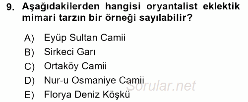 Mimarlik Tarihi 2015 - 2016 Ara Sınavı 9.Soru