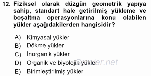 Ulaştırma Sistemleri Ve Yönetimi 2017 - 2018 Ara Sınavı 12.Soru