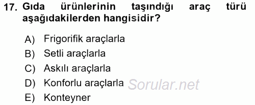 Ulaştırma Sistemleri Ve Yönetimi 2017 - 2018 Ara Sınavı 17.Soru