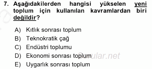 Endüstri Sosyolojisi 2016 - 2017 Ara Sınavı 7.Soru