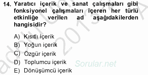 Yeni İletişim Teknolojileri 2013 - 2014 Ara Sınavı 14.Soru