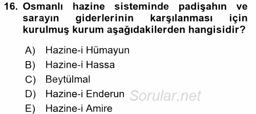 Ekonominin Güncel Sorunları 2016 - 2017 Dönem Sonu Sınavı 16.Soru