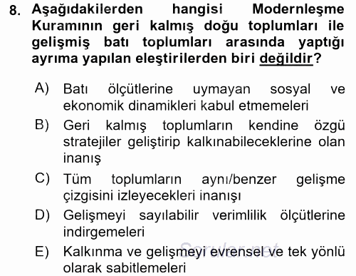 Ekonominin Güncel Sorunları 2016 - 2017 Dönem Sonu Sınavı 8.Soru