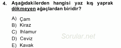 Peyzaj Çevre ve Tarım 2014 - 2015 Dönem Sonu Sınavı 4.Soru