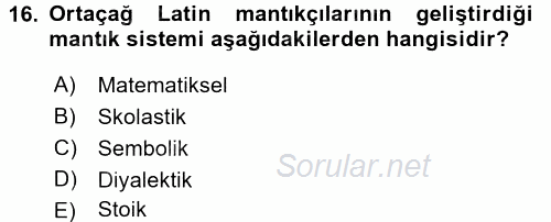 Mantığın Gelişimi 2016 - 2017 3 Ders Sınavı 16.Soru