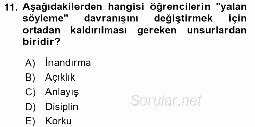 Sınıf Yönetimi 2016 - 2017 Dönem Sonu Sınavı 11.Soru