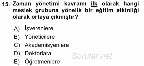 Sınıf Yönetimi 2016 - 2017 Dönem Sonu Sınavı 15.Soru