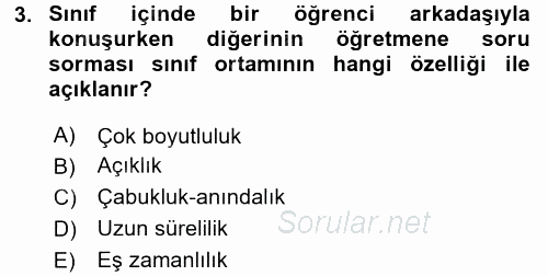 Sınıf Yönetimi 2016 - 2017 Dönem Sonu Sınavı 3.Soru