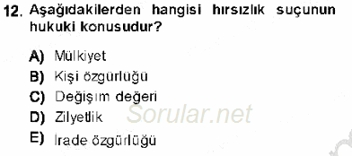Ceza Hukuku 2013 - 2014 Dönem Sonu Sınavı 12.Soru