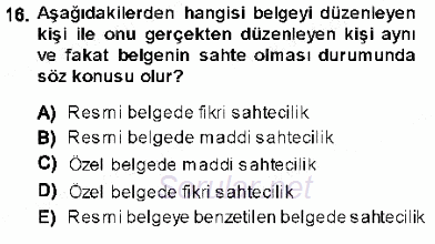 Ceza Hukuku 2013 - 2014 Dönem Sonu Sınavı 16.Soru