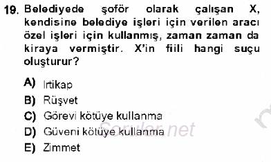 Ceza Hukuku 2013 - 2014 Dönem Sonu Sınavı 19.Soru