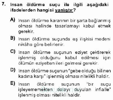 Ceza Hukuku 2013 - 2014 Dönem Sonu Sınavı 7.Soru