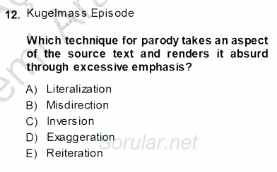 İngiliz/Amerikan Edebiyatı 1 2013 - 2014 Ara Sınavı 12.Soru