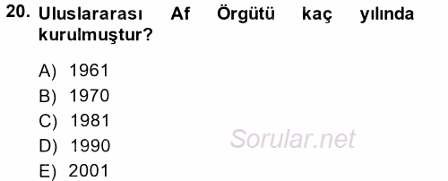 Uluslararası İlişkilere Giriş 2014 - 2015 Dönem Sonu Sınavı 20.Soru