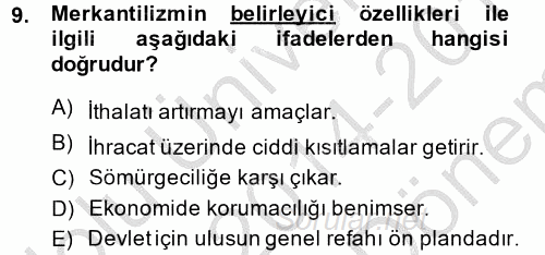 Uluslararası İlişkilere Giriş 2014 - 2015 Dönem Sonu Sınavı 9.Soru