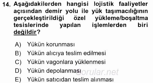 Ulaştırma Sistemleri 2017 - 2018 Ara Sınavı 14.Soru