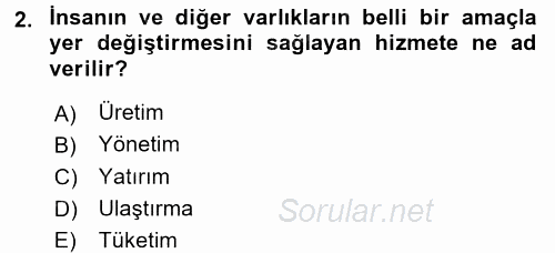 Ulaştırma Sistemleri 2017 - 2018 Ara Sınavı 2.Soru