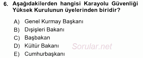 Ulaştırma Sistemleri 2017 - 2018 Ara Sınavı 6.Soru