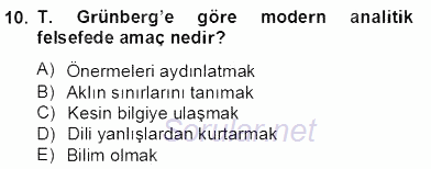 Türkiye´de Felsefenin Gelişimi 2 2012 - 2013 Dönem Sonu Sınavı 10.Soru